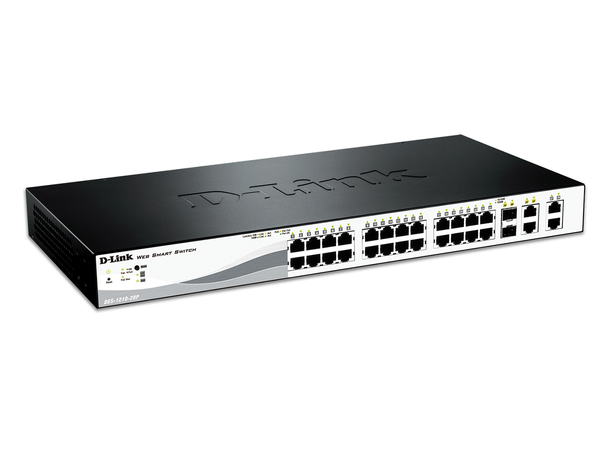 D-Link 28-Port 100/1000Mbit PoE svitsj 24x100Mbit PoE, 4xGigabit uplink,Managed